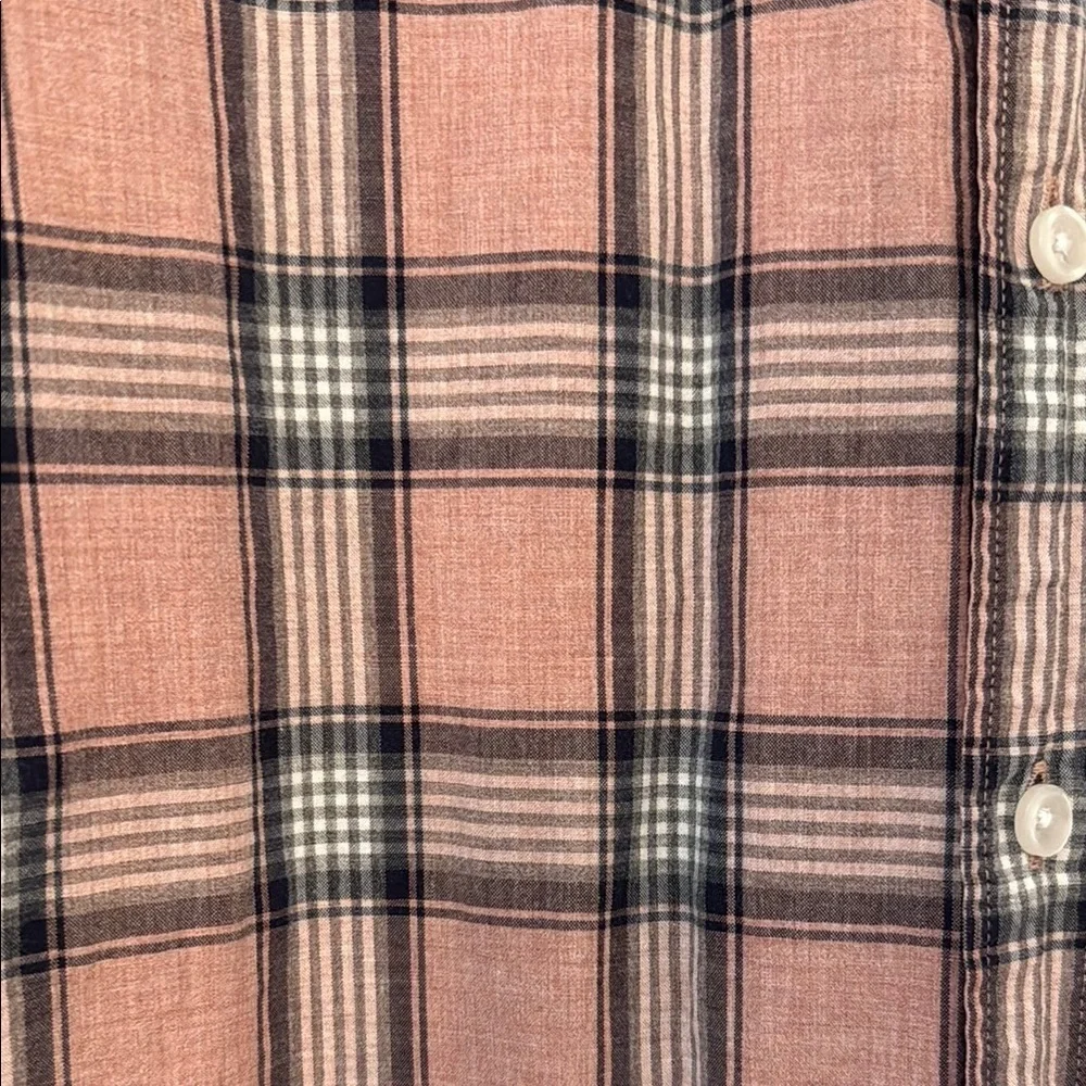 Men’s J. Crew Slim Fit Plaid Button Down Shirt - Salmon Pink Blue Size M